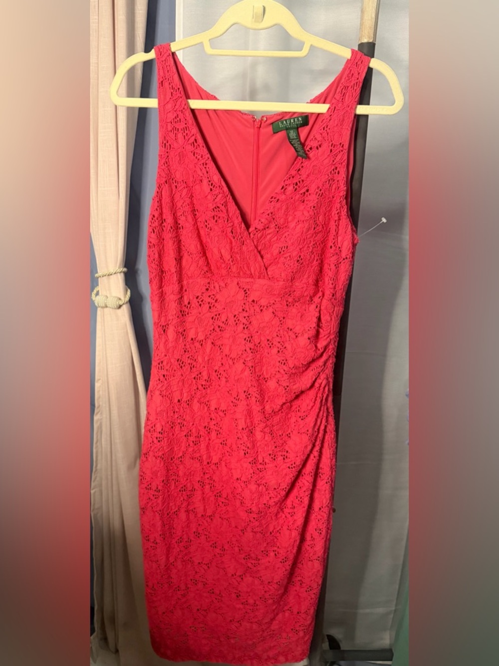 3-Lauren Ralph Lauren Coral Lace Midi Sheath Dress